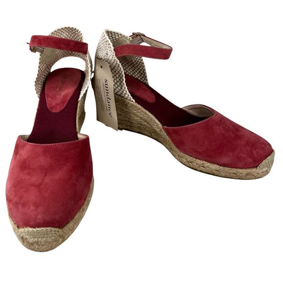 Ilse Jacobsen Wedge Espadrille Sandals Pink Suede 40 New - Picture 10 of 11